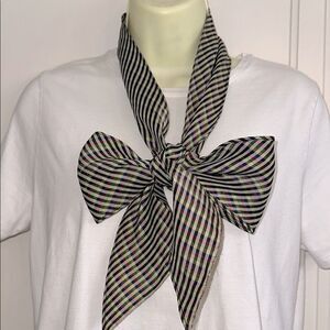 Vintage Striped Small Check Multicolor Polyester Long‎ Scarf